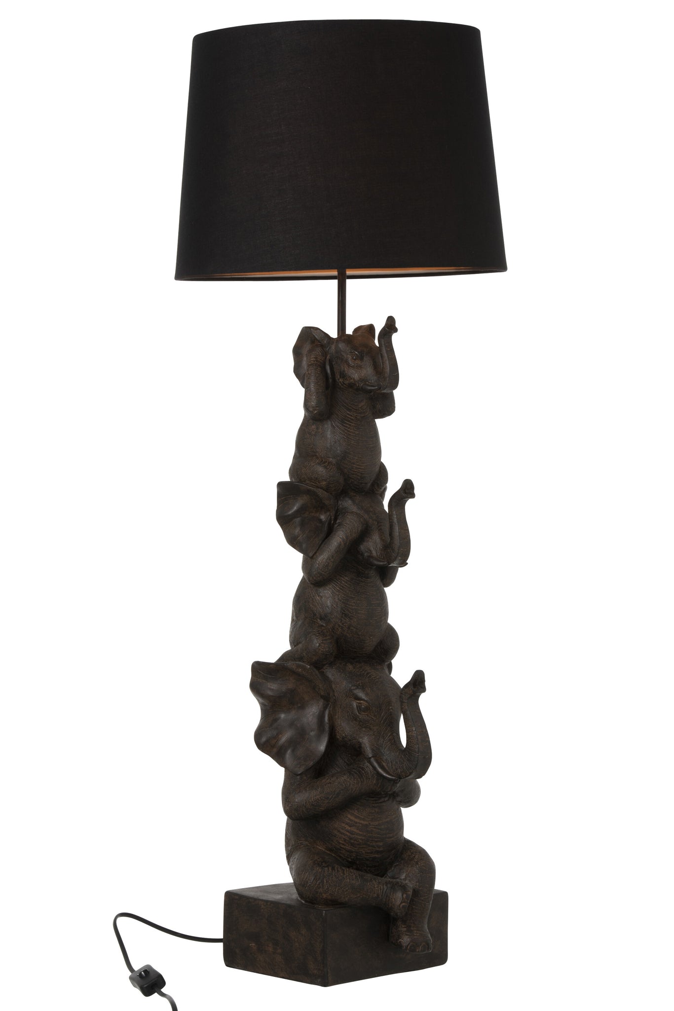 Lamp met 3 olifanten, polyresin, bruin - Tuincentrum Lopik