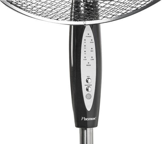  ASV45ZR STATIEFVENTILATOR 45 CM MET ASTANDSBEDIENING EN TIMER ZWART 45 WATT