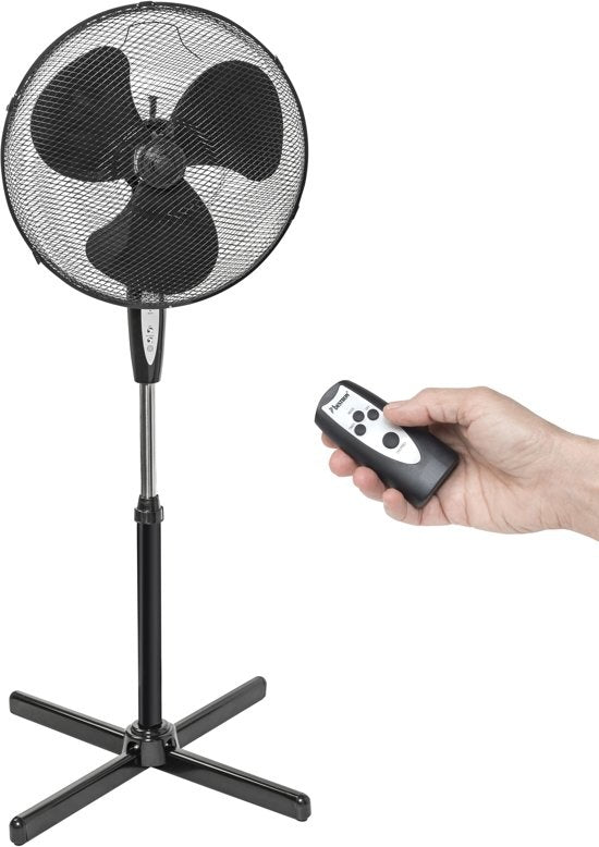  ASV45ZR STATIEFVENTILATOR 45 CM MET ASTANDSBEDIENING EN TIMER ZWART 45 WATT