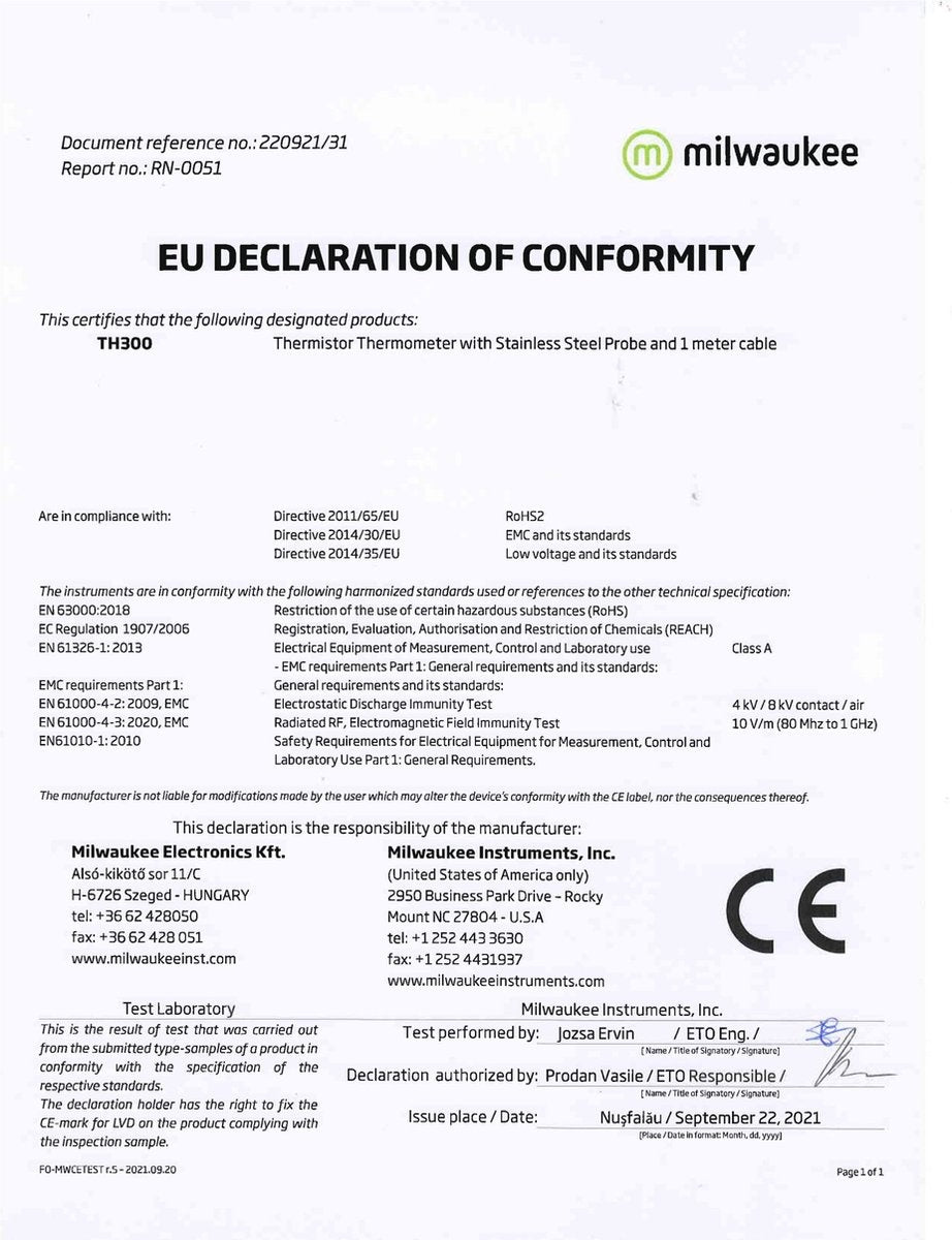 TH300 DIGITALE THERMOMETER MET LOSSE RVS SENSOR -50°C TOT +150°C