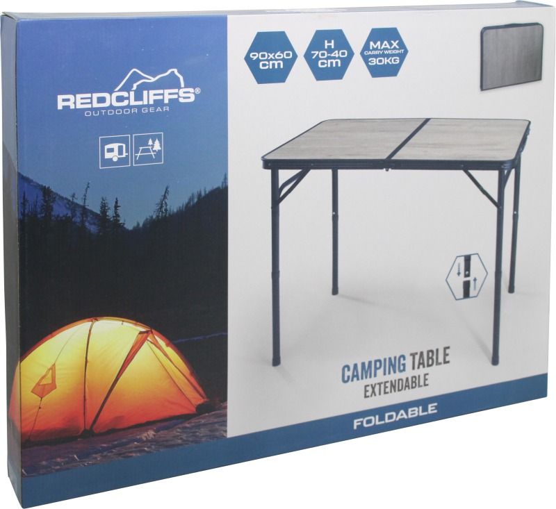 Redcliffs Campingtafel - 90X60 Cm - Hoogte Verstelbaar