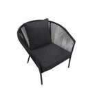 EUROFAR REIMS LOUNGE CHAIR ZWART TOUW/ALU MET KUSSEN