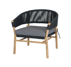 DENVER COFFEE CHAIR ALU ANTRACIET ROPE 4.5MM ANTRACIET ACACIA LIGHT TEAK LOOK ROYAL ANTHRACITE KUSSENS