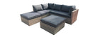 ALMADIA MODULO LOUNGE CORNER SET 4PCS STAAL DONKERGRIJS WICKER HALFROUND 7MM NATURAL KOBO GREY DONKERGRIJS KUSSENS