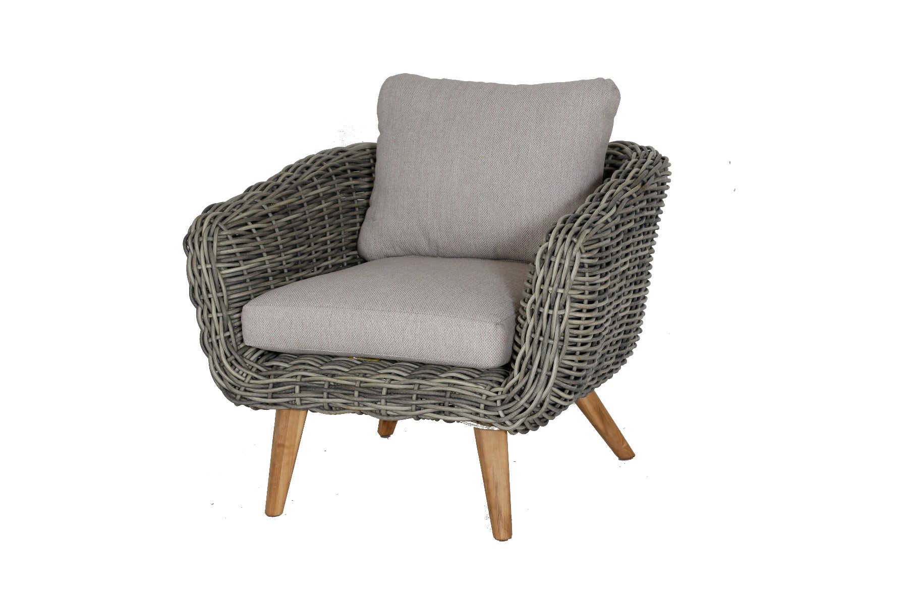 SERRANO LOUNGESET 4-DELIG ALU GRIJS / WICKER ROUND 10MM GREEN FADED GREY / ACACIA LIGHT TEAK LOOK