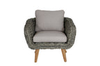 SERRANO LOUNGESET 4-DELIG ALU GRIJS / WICKER ROUND 10MM GREEN FADED GREY / ACACIA LIGHT TEAK LOOK
