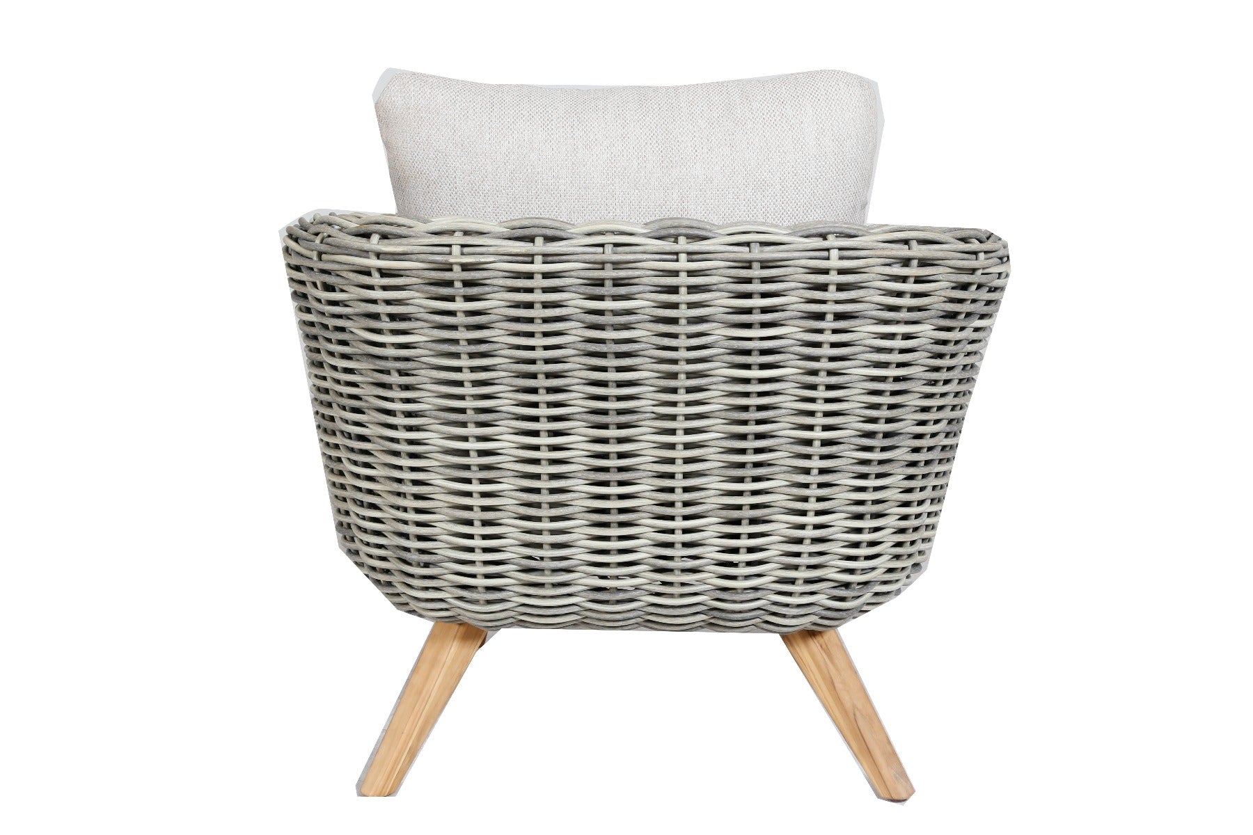 SERRANO LOUNGESET 4-DELIG ALU GRIJS / WICKER ROUND 10MM GREEN FADED GREY / ACACIA LIGHT TEAK LOOK