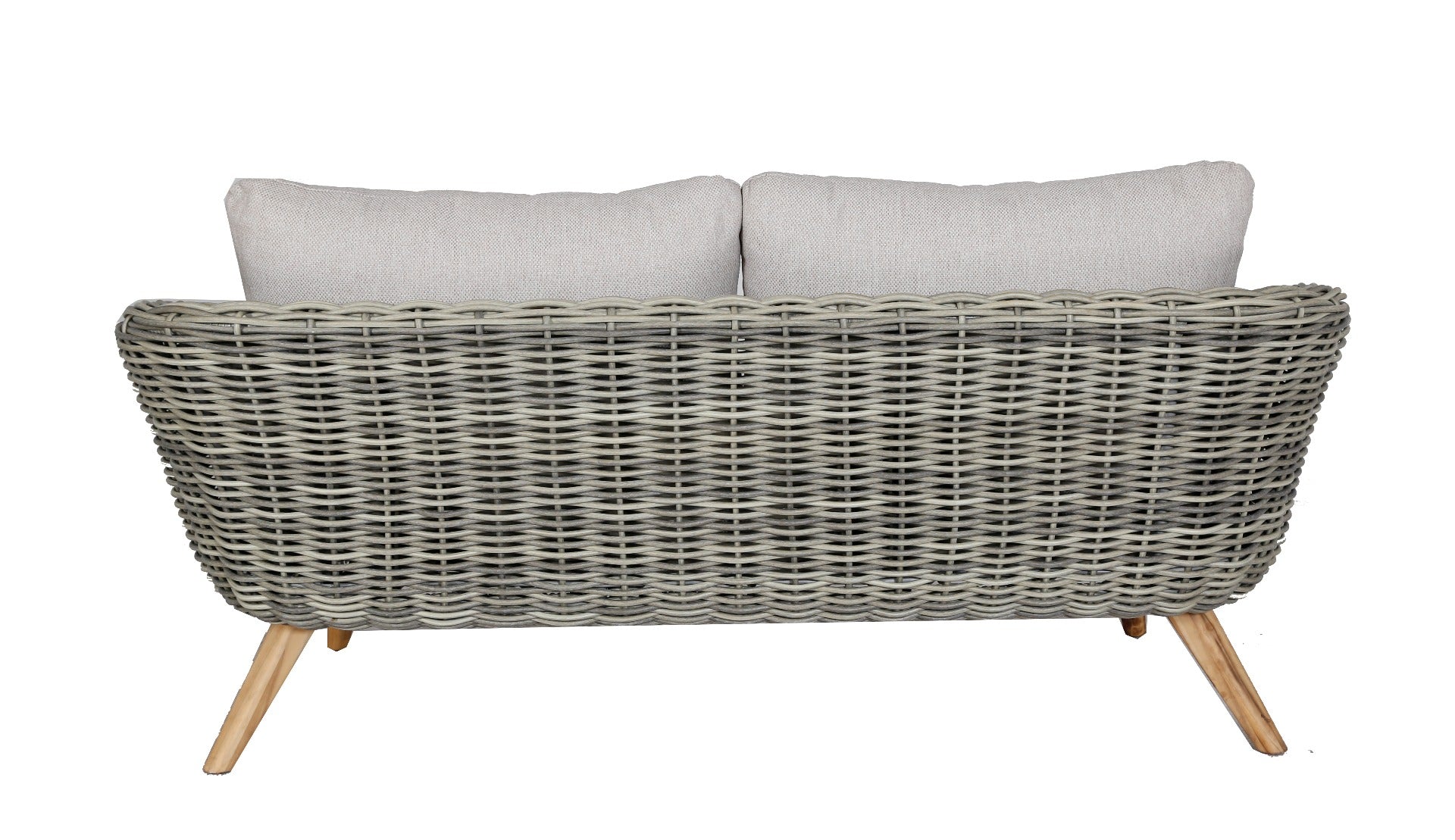 SERRANO LOUNGESET 4-DELIG ALU GRIJS / WICKER ROUND 10MM GREEN FADED GREY / ACACIA LIGHT TEAK LOOK