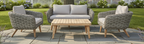 SERRANO LOUNGESET 4-DELIG ALU GRIJS / WICKER ROUND 10MM GREEN FADED GREY / ACACIA LIGHT TEAK LOOK