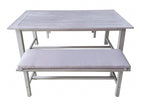 RAVELLO DINING SET 3PCS 2X BANK + TAFEL 177X102X75CM ACACIA FOSSIL GREY ROYAL STONE GREY KUSSENS