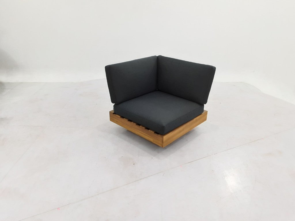 LOS ANGELES LOUNGE HOEKSTUK 984 STAAL ZWART / ACACIA LIGHT TEAK LOOK