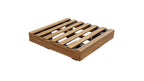 LOS ANGELES LOUNGE TABLE 984 ACACIA LIGHT TEAK LOOK STAAL ZWART 75X75X21.5CM