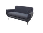 JONAH 2-ZITS SOFA STAAL DONKERGRIJS WICKER ROUND 3MM DONKERGRIJS ANTRACIET ROYAL GREY BRANDVERTRAGENDE KUSSENS