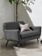 JONAH 2-ZITS SOFA STAAL DONKERGRIJS WICKER ROUND 3MM DONKERGRIJS ANTRACIET ROYAL GREY BRANDVERTRAGENDE KUSSENS