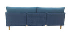 KOLBE 3-ZITS SOFA STAAL NAVY BLUE BRAIDED OUTDOOR 40MM ACACIA LIGHT TEAK LOOK SERVAL NAVY BLUE KUSSENS