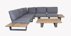 LOTA LOUNGE CORNER SET 3PCS ANTRACIET ALUMINIUM ACACIA TEAK LOOK ANTRACIET OLEFIN KUSSENS
