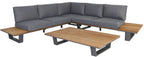 LOTA LOUNGE CORNER SET 3PCS ANTRACIET ALUMINIUM ACACIA TEAK LOOK ANTRACIET OLEFIN KUSSENS