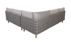 KOLBE LOUNGE HOEKSET STAAL LICHTGRIJS / BRAIDED ANTHRACITE 40MM / ACACIA LIGHT TEAK LOOK