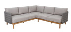 KOLBE LOUNGE HOEKSET STAAL LICHTGRIJS / BRAIDED ANTHRACITE 40MM / ACACIA LIGHT TEAK LOOK