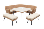 JONAH CORNER DINING SET 5PCS LINKS/RECHTS/2X BANK/TAFEL 130X130