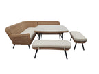 JONAH CORNER DINING SET 5PCS LINKS/RECHTS/2X BANK/TAFEL 130X130