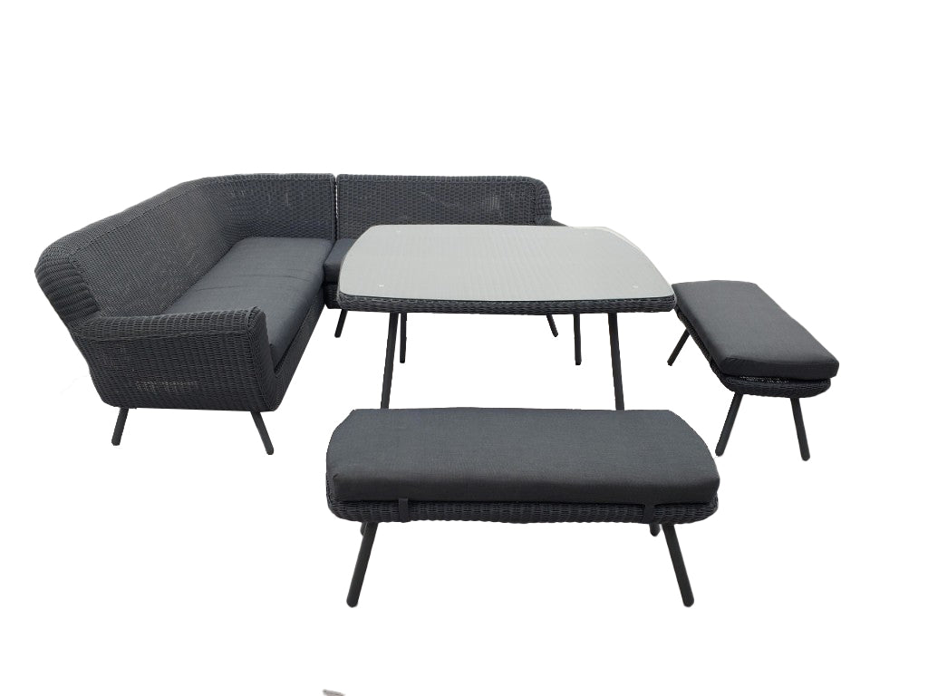 JONAH HOEK DINING SET 5-DELIG DARK GREY