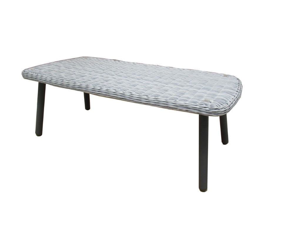 JONAH COFFEE TABLE 100X50X35CM STAAL DONKERGRIJS WICKER ROUND 3MM DONKERGRIJS ANTRACIET GLASPLAAT