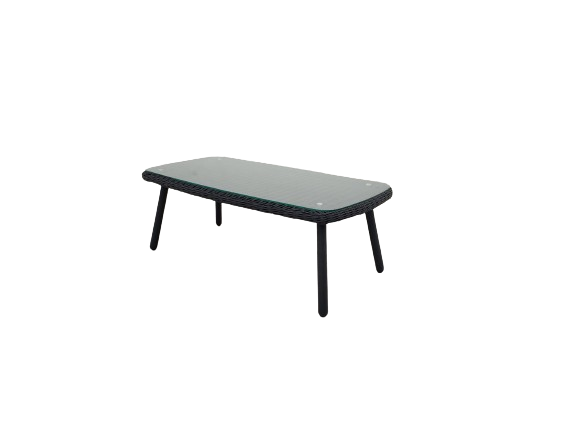 JONAH COFFEE TABLE 100X50X35CM STAAL DONKERGRIJS WICKER ROUND 3MM DONKERGRIJS ANTRACIET GLASPLAAT