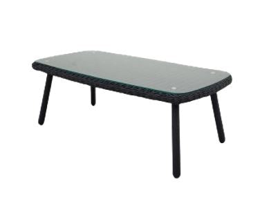 JONAH COFFEE TABLE 100X50X35CM STAAL DONKERGRIJS WICKER ROUND 3MM DONKERGRIJS ANTRACIET GLASPLAAT