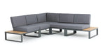 ALBUFEIRA MODULAIRE LOUNGE CORNER SET ALU ANTRACIET ACACIA LIGHT TEAK LOOK TEXTILENE ZWART ROYAL ANTHRACITE KUSSENS