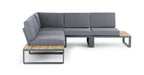 ALBUFEIRA MODULAIRE LOUNGE CORNER SET ALU ANTRACIET ACACIA LIGHT TEAK LOOK TEXTILENE ZWART ROYAL ANTHRACITE KUSSENS