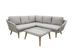 MIRA LOUNGE HOEKSET 3-DELIG ALU LICHTGRIJS / WICKER NATURAL WHITE-GREY / ACACIA LIGHT TEAK LOOK