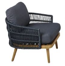 MAUI LOUNGESET 1263 ALU ZWART / WICKER BANANA LEAF 5MM ZWART / ACACIA TEAK LOOK