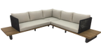 TENERIFE LOUNGE CORNER SET 2PCS ALU ANTRACIET ROPE ANTRACIET ACACIA TEAK LOOK ROYAL SAND KUSSENS