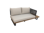 TENERIFE LOUNGE CORNER SET 2PCS ALU ANTRACIET ROPE ANTRACIET ACACIA TEAK LOOK ROYAL SAND KUSSENS