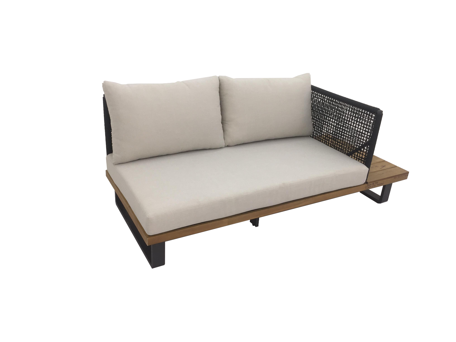 TENERIFE LOUNGE CORNER SET 2PCS ALU ANTRACIET ROPE ANTRACIET ACACIA TEAK LOOK ROYAL SAND KUSSENS