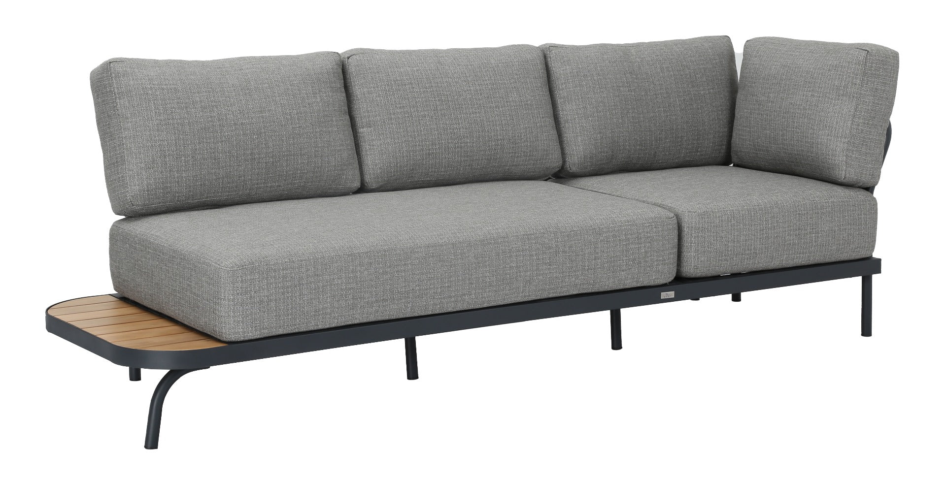 PORTO LOUNGE CORNER SET PROMO STAAL POWDER COATED ANTRACIET RAL 7016 ACACIA LIGHT TEAK LOOK FONTELINA KUSSENS