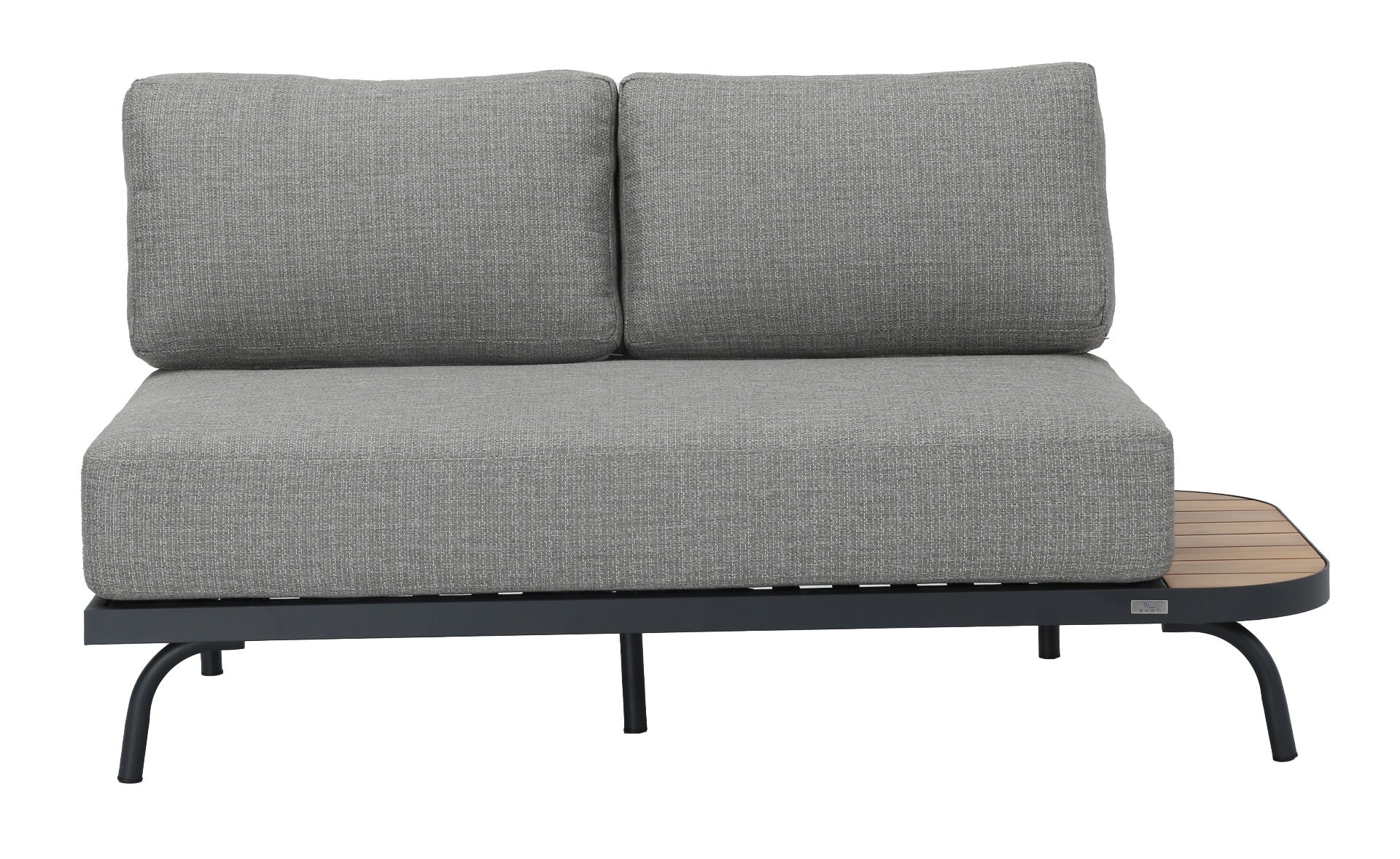 PORTO LOUNGE CORNER SET PROMO STAAL POWDER COATED ANTRACIET RAL 7016 ACACIA LIGHT TEAK LOOK FONTELINA KUSSENS