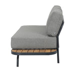 PORTO LOUNGE CORNER SET PROMO STAAL POWDER COATED ANTRACIET RAL 7016 ACACIA LIGHT TEAK LOOK FONTELINA KUSSENS