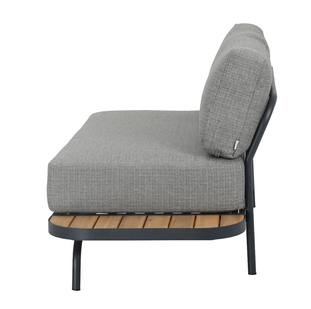 PORTO LOUNGE CORNER SET PROMO STAAL POWDER COATED ANTRACIET RAL 7016 ACACIA LIGHT TEAK LOOK FONTELINA KUSSENS