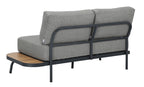 PORTO LOUNGE CORNER SET PROMO STAAL POWDER COATED ANTRACIET RAL 7016 ACACIA LIGHT TEAK LOOK FONTELINA KUSSENS