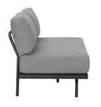 PORTO LOUNGE CORNER SET PROMO STAAL POWDER COATED ANTRACIET RAL 7016 ACACIA LIGHT TEAK LOOK FONTELINA KUSSENS