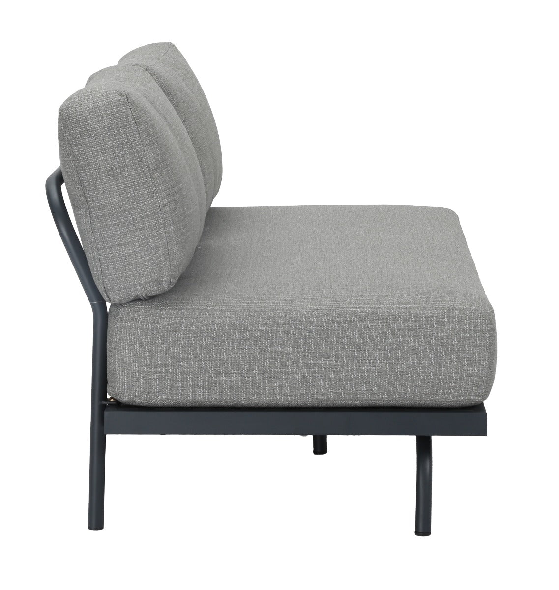 PORTO LOUNGE CORNER SET PROMO STAAL POWDER COATED ANTRACIET RAL 7016 ACACIA LIGHT TEAK LOOK FONTELINA KUSSENS