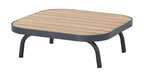 PORTO LOUNGE CORNER SET PROMO STAAL POWDER COATED ANTRACIET RAL 7016 ACACIA LIGHT TEAK LOOK FONTELINA KUSSENS
