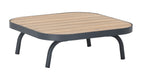 PORTO LOUNGE CORNER SET PROMO STAAL POWDER COATED ANTRACIET RAL 7016 ACACIA LIGHT TEAK LOOK FONTELINA KUSSENS