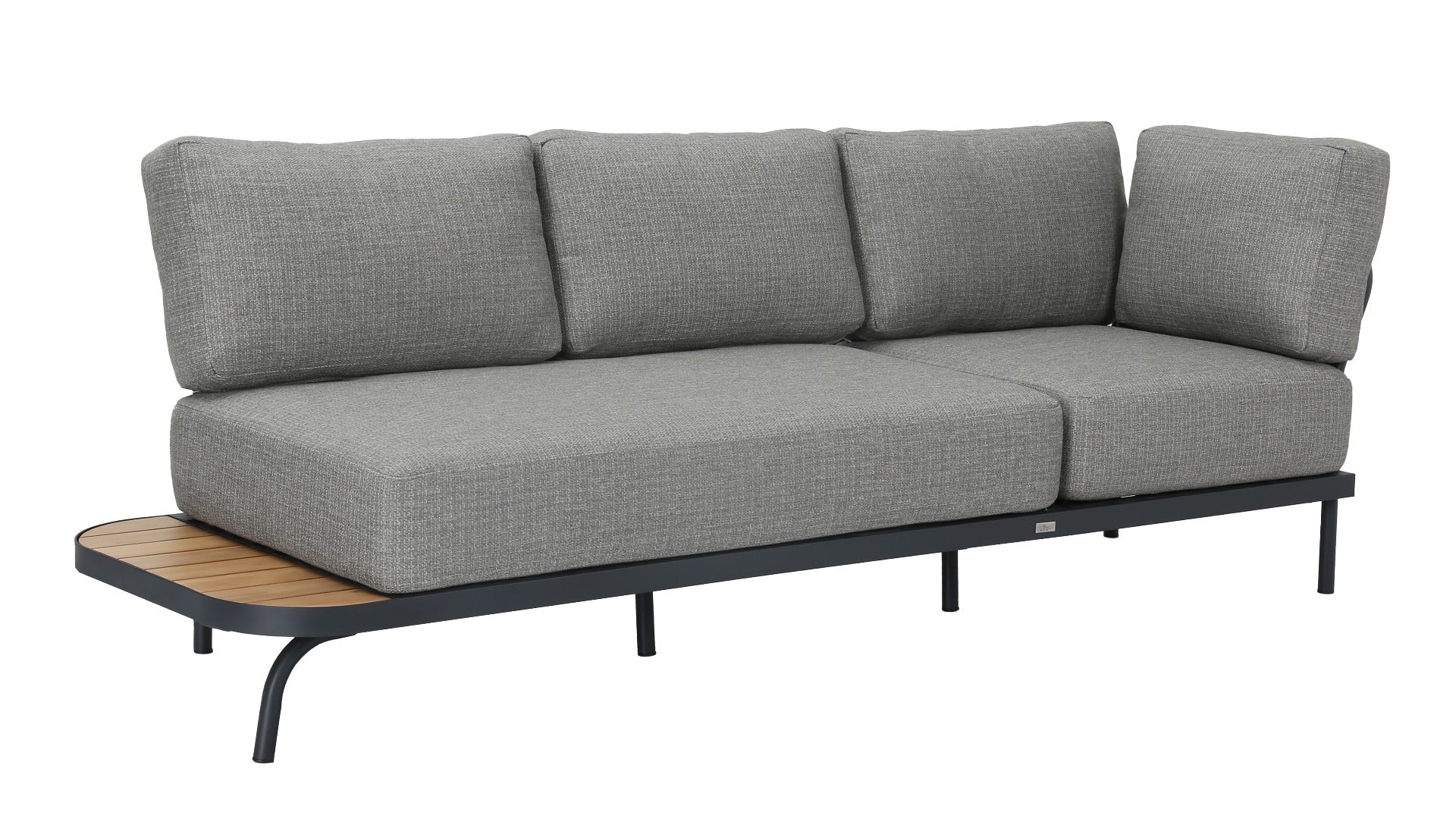 PORTO LOUNGE CORNER SET PROMO STAAL POWDER COATED ANTRACIET RAL 7016 ACACIA LIGHT TEAK LOOK FONTELINA KUSSENS