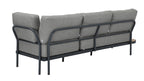 PORTO LOUNGE CORNER SET PROMO STAAL POWDER COATED ANTRACIET RAL 7016 ACACIA LIGHT TEAK LOOK FONTELINA KUSSENS