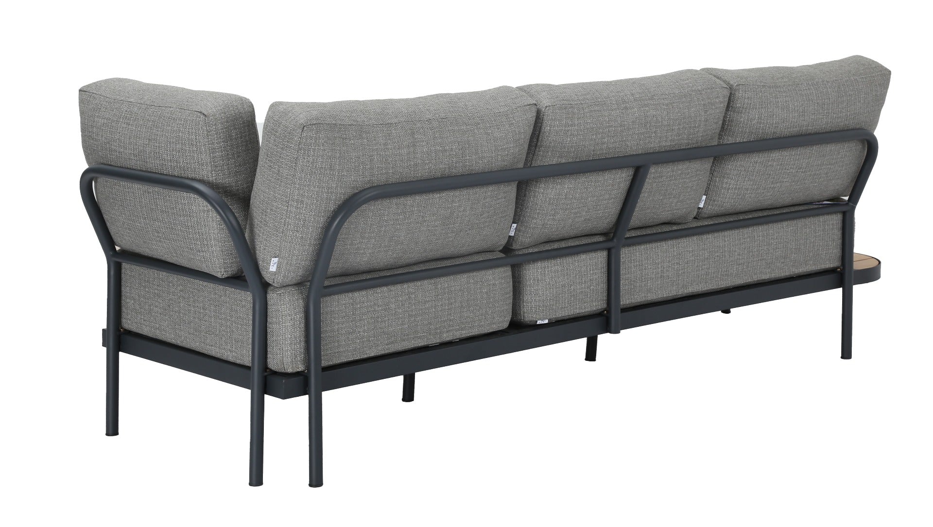 PORTO LOUNGE CORNER SET PROMO STAAL POWDER COATED ANTRACIET RAL 7016 ACACIA LIGHT TEAK LOOK FONTELINA KUSSENS