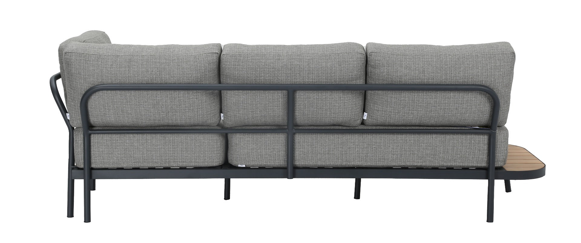 PORTO LOUNGE CORNER SET PROMO STAAL POWDER COATED ANTRACIET RAL 7016 ACACIA LIGHT TEAK LOOK FONTELINA KUSSENS