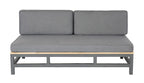 BETIS LOUNGE SET 6PCS 2X BANK + 4X TAFEL ALU ANTRACIET ACACIA LIGHT TEAK LOOK ROYAL ANTHRACITE KUSSENS
